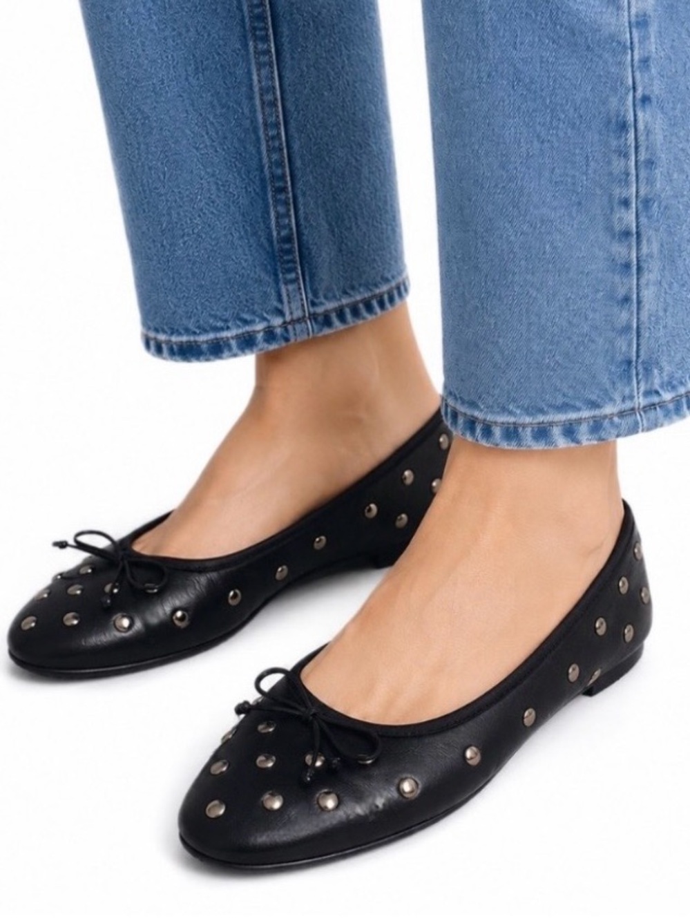 Studded Black Ballet Flats